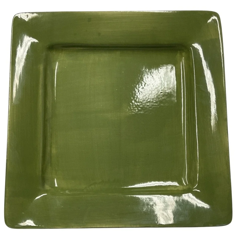 Pier 1 Imports‎ Square Dinner Plate Green Earthware Essential Colours Home Decor